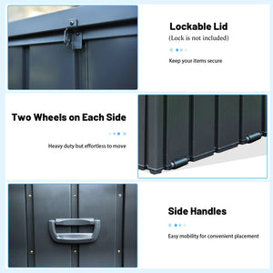 English Elm Outdoor Storage Box - 100 Gallon Waterproof Metal Deck Box With Lock, Wheels & Oxford Fabric Bag W1859P352905-GIGA