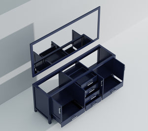 English Elm Navy Double Bath Vanity 80" W x 22" D with Two 30" Mirrors — Spacious Storage, Fully Assembled Wood Cabinet B2731S00562