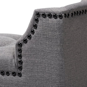 Baxton Studio Baxton Perret Modern Gray Linen Bench with Tufting & Natural Oak Legs - Stylish Seating Solution! TSF7739-Grey/Natural Oak-Bench