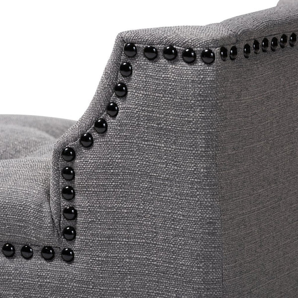 Baxton Studio Baxton Perret Modern Gray Linen Bench with Tufting & Natural Oak Legs - Stylish Seating Solution! TSF7739-Grey/Natural Oak-Bench