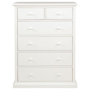 English Elm Anzio Six Drawer Tall Chest Matte Finish Modern Storage for Small Bedroom Spaces White B062P451787