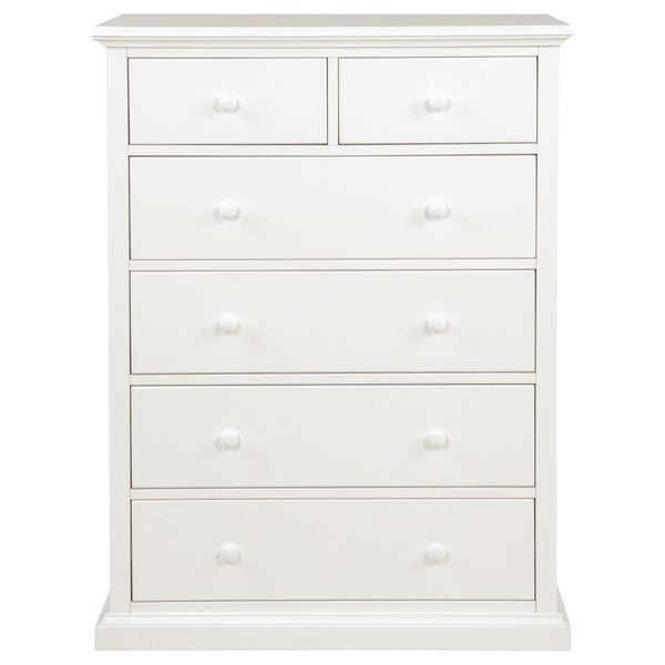 English Elm Anzio Six Drawer Tall Chest Matte Finish Modern Storage for Small Bedroom Spaces White B062P451787