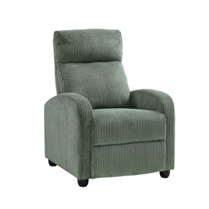 English Elm Modern Parsons Push Back Recliner Chair in Soft Corduroy Fabric — Sleek Comfortable Living Room Lounger with Solid Wood Frame and Easy Recline Mechanism Green 30 L x 27 W x 21.5 H B011P395854