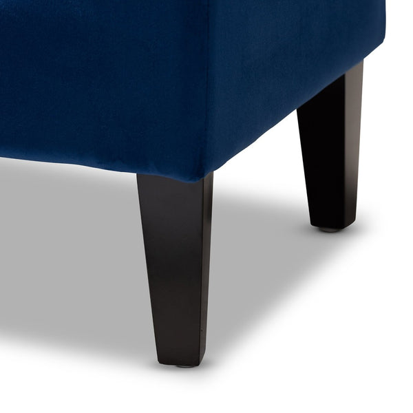 Baxton Studio Baxton Studio Perret Luxurious Royal Blue Velvet Bench with Espresso Wood Frame & Elegant Tufting TSF7739-Dark Royal Blue/Black-Bench
