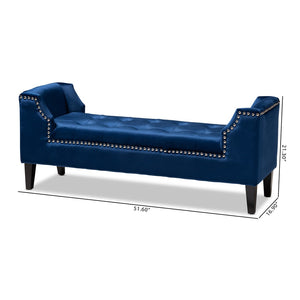Baxton Studio Baxton Studio Perret Luxurious Royal Blue Velvet Bench with Espresso Wood Frame & Elegant Tufting TSF7739-Dark Royal Blue/Black-Bench