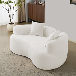 English Elm 66.93 Curved Loveseat 73" Heart-Shaped Teddy Velvet Sofa Full Foam & Spring Support, No-Assembly Cozy Compact White W3612P332115