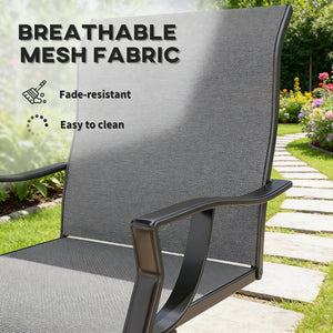 English Elm Outdoor Mesh Patio Dining Chairs Set of 2 with C-spring Rocking Motion Gray Frame T3971P444906
