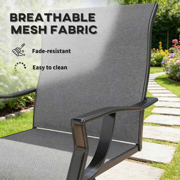 English Elm Outdoor Mesh Patio Dining Chairs Set of 2 with C-spring Rocking Motion Gray Frame T3971P444906