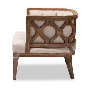 Baxton Studio Baxton Studio Esme Barrel Chair: Elegant Beige Linen Upholstery & White-Washed Oak Frame Design TSF9911-Beige/Natural Oak-CC