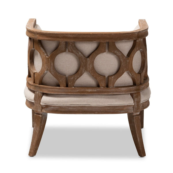 Baxton Studio Baxton Studio Esme Barrel Chair: Elegant Beige Linen Upholstery & White-Washed Oak Frame Design TSF9911-Beige/Natural Oak-CC