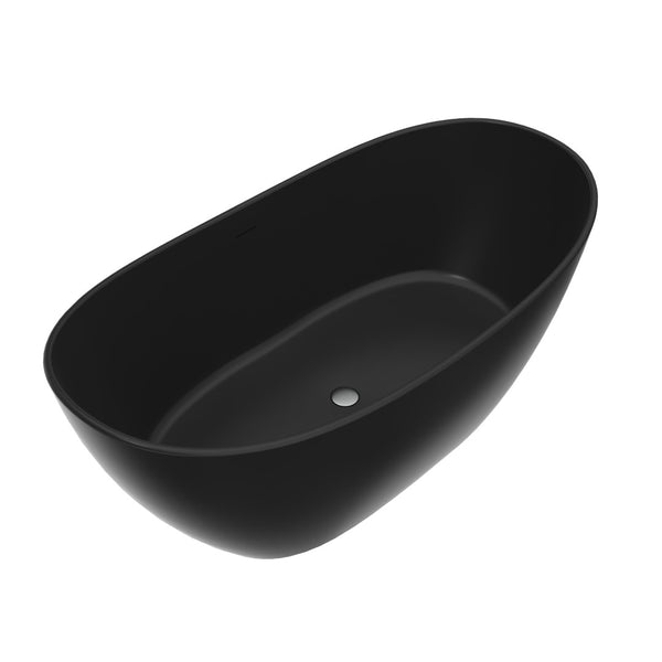 English Elm 65 Inch Freestanding Soaking Tub Solid Surface Matte White Spa Ergonomic Bath W1613P358130