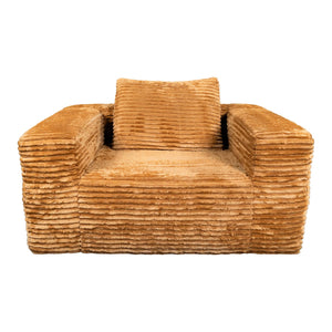 English Elm Bean Bean Bag Loveseat Sofa Couch Boneless Cloud Comfort with Tufted Corduroy, Durable Foam Support Yellow Brown W3795P358120