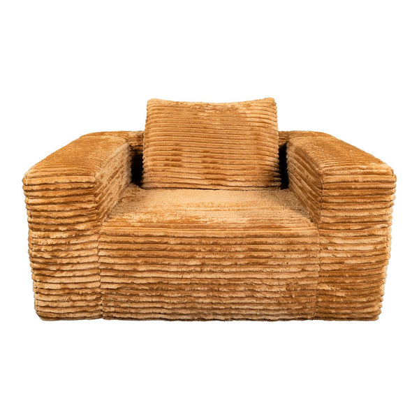 English Elm Bean Bean Bag Loveseat Sofa Couch Boneless Cloud Comfort with Tufted Corduroy, Durable Foam Support Yellow Brown W3795P358120