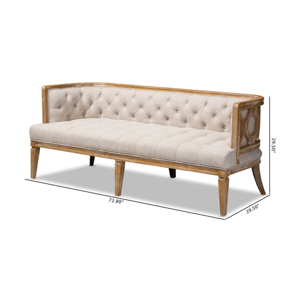Baxton Studio Baxton Studio Elegant French Provincial Beige Linen Sofa with White-Washed Oak Frame & Comfort TSF99113-Beige/Natural Oak-SF