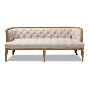 Baxton Studio Baxton Studio Elegant French Provincial Beige Linen Sofa with White-Washed Oak Frame & Comfort TSF99113-Beige/Natural Oak-SF
