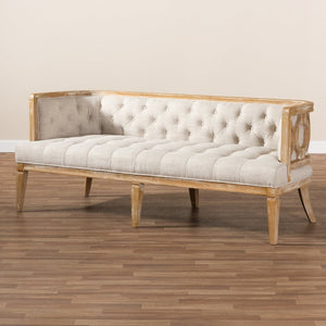 Baxton Studio Baxton Studio Elegant French Provincial Beige Linen Sofa with White-Washed Oak Frame & Comfort TSF99113-Beige/Natural Oak-SF