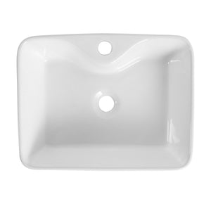 English Elm Ceramic Above-Counter Rectangular Bathroom Sink Basin - Modern Art Design, Glossy White Finish W999P363286