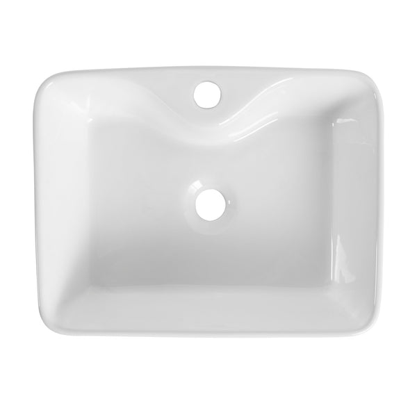 English Elm Ceramic Above-Counter Rectangular Bathroom Sink Basin - Modern Art Design, Glossy White Finish W999P363286