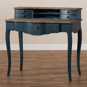 Baxton Studio Baxton Studio Celestine French Provincial Blue Spruce Desk - Elegant Workspace with Ample Storage Solutions CES2-Blue Spruce-Desk