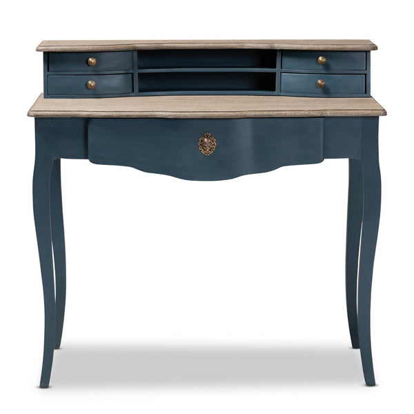 Baxton Studio Baxton Studio Celestine French Provincial Blue Spruce Desk - Elegant Workspace with Ample Storage Solutions CES2-Blue Spruce-Desk
