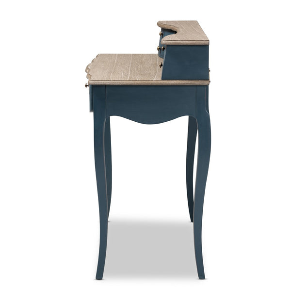 Baxton Studio Baxton Studio Celestine French Provincial Blue Spruce Desk - Elegant Workspace with Ample Storage Solutions CES2-Blue Spruce-Desk