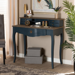 Baxton Studio Baxton Studio Celestine French Provincial Blue Spruce Desk - Elegant Workspace with Ample Storage Solutions CES2-Blue Spruce-Desk