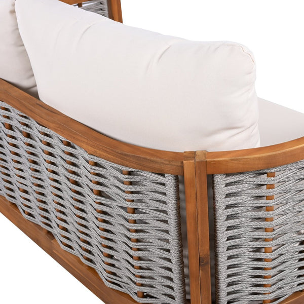 English Elm 2 Piece Acacia Wood Outdoor Loveseat Set Woven Rope Tub Design Teak Patio N780P245860G