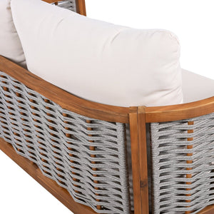 English Elm Outdoor Acacia Tub Sofa Set with Woven Rope Panels Deep Seating Patio Collection N780P24585960G