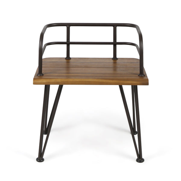 English Elm Christopher Knight Home® - ZION Teak Acacia Wood & Iron Chairs Set of 2 — Rustic Industrial Patio Dining Seats, Sturdy Low Backs 60391.00