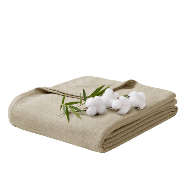 English Elm 1-piece King Jacquard Cotton Blend Blanket Aztec Woven Soft Breathable Bedroom Layer Khaki B035P437474