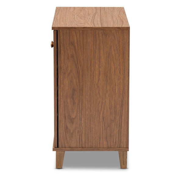 Baxton Studio Baxton Coolidge Modern Walnut 4-Shelf Shoe Storage Cabinet - Stylish Entryway Organizer & Space Saver! FP-01LV-Walnut