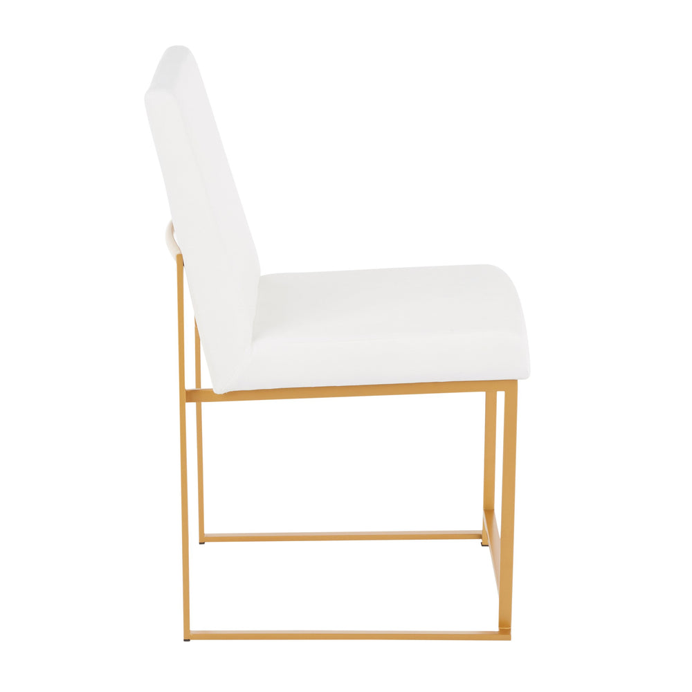 English Elm High Back Fuji Dining Chairs In Plush White Velvet & Sleek Gold Frame - Set Of 2 For Modern Glamour B202P223545