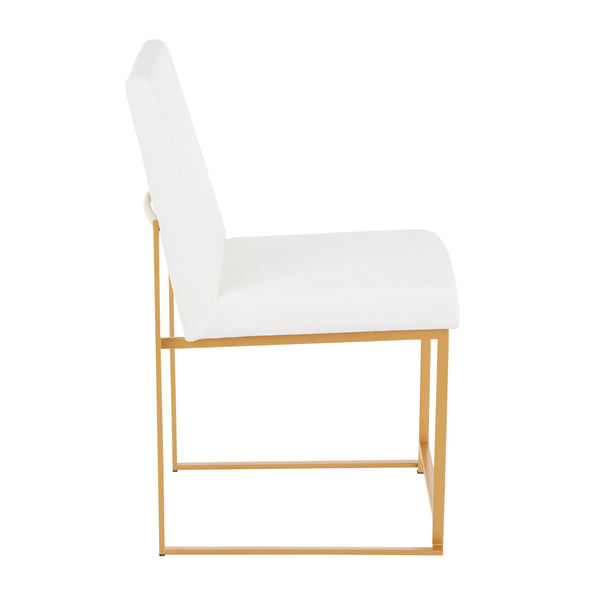 English Elm High Back Fuji Dining Chairs In Plush White Velvet & Sleek Gold Frame - Set Of 2 For Modern Glamour B202P223545