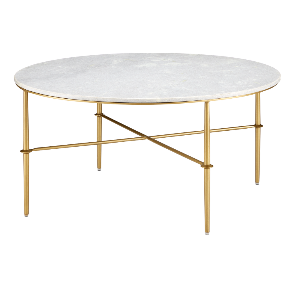 Kira Marble Cocktail Table - Elegant Gold & White Design with Contemporary Touch for Your Living Room