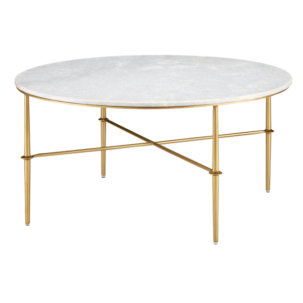 Kira Marble Cocktail Table - Elegant Gold & White Design with Contemporary Touch for Your Living Room