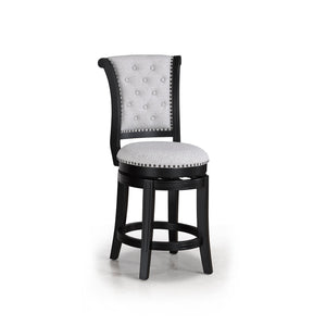English Elm 2Pc Swivel Pub Stools - Elegant Counter Height Chairs With Upholstered Dove Seat & Nailhead Trim B011P262311