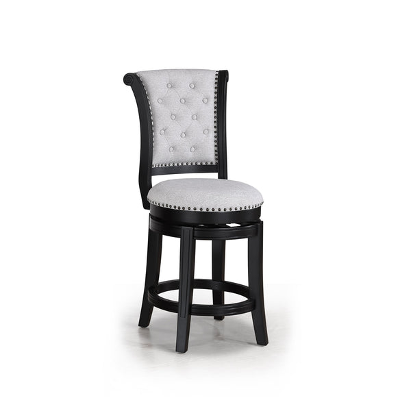 English Elm 2Pc Swivel Pub Stools - Elegant Counter Height Chairs With Upholstered Dove Seat & Nailhead Trim B011P262311