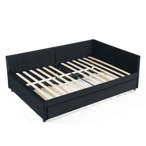 English Elm Full Size Daybed With Trundle - Stylish Velvet Sofa Bed Frame For Cozy Spaces & Overnight Guests W1413S00086