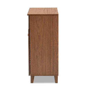Baxton Studio Baxton Studio Coolidge Contemporary Walnut Shoe Cabinet with Drawer for Organized Entryway Storage 4-Shelf FP-02LV-Walnut