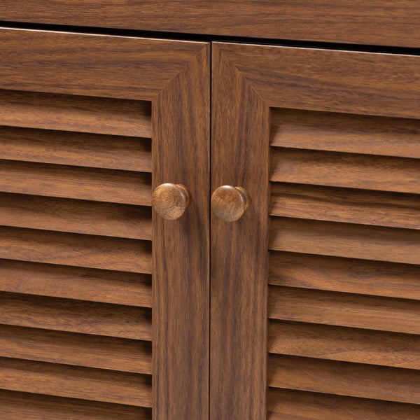Baxton Studio Baxton Studio Coolidge Contemporary Walnut Shoe Cabinet with Drawer for Organized Entryway Storage 4-Shelf FP-02LV-Walnut