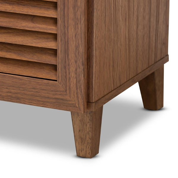 Baxton Studio Baxton Studio Coolidge Contemporary Walnut Shoe Cabinet with Drawer for Organized Entryway Storage 4-Shelf FP-02LV-Walnut