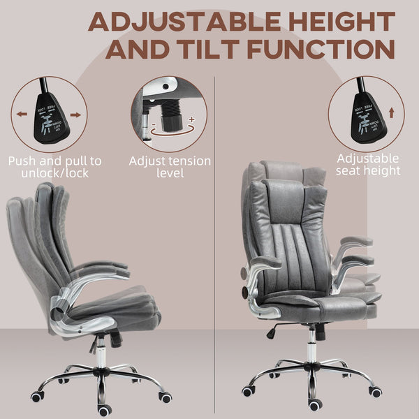 English Elm Homcom Executive Office Chair - High Back Microfiber With Adjustable Height, Tilt, And Padded Arms W2225P250018