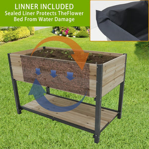 English Elm New Iron and Wood Raised Garden Bed with Drainage Ergonomic Height Outdoor Planter W1431P176217