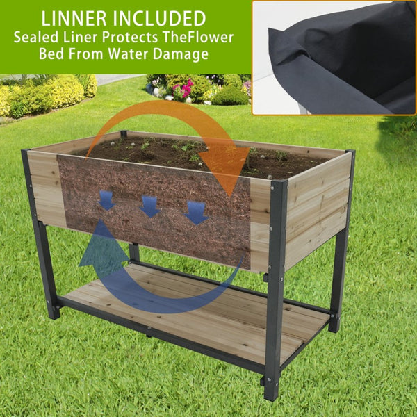 English Elm New Iron and Wood Raised Garden Bed with Drainage Ergonomic Height Outdoor Planter W1431P176217