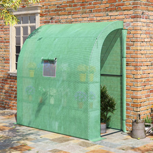 English Elm Outsunny Lean-to Walk-in Greenhouse with Galvanized Frame Pe Cover and Wire Shelving W2225P200639