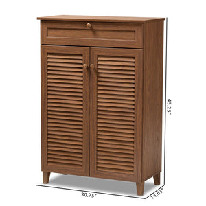 Baxton Studio Baxton Studio Coolidge Contemporary Walnut Shoe Cabinet with Drawer for Organized Entryway Storage 5-Shelf FP-03LV-Walnut
