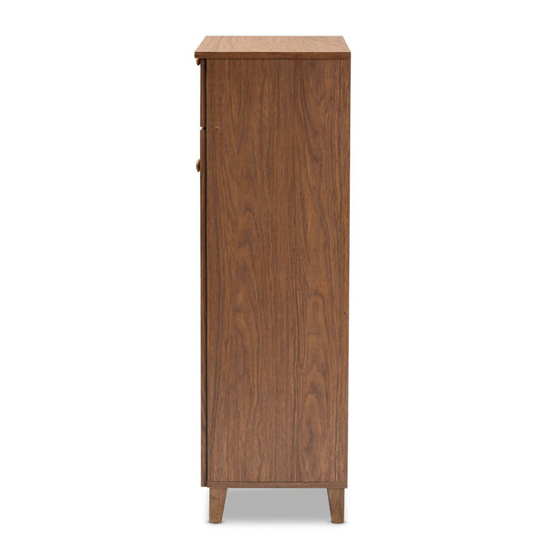 Baxton Studio Baxton Studio Coolidge Contemporary Walnut Shoe Cabinet with Drawer for Organized Entryway Storage 5-Shelf FP-03LV-Walnut