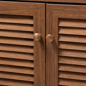 Baxton Studio Baxton Studio Coolidge Contemporary Walnut Shoe Cabinet with Drawer for Organized Entryway Storage 5-Shelf FP-03LV-Walnut