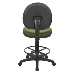 OSP Home Furnishings Sculptured Ergonomic Drafting Chair with Lumbar Support Padded Seat and Adjustable Footring Sage DC550-R106