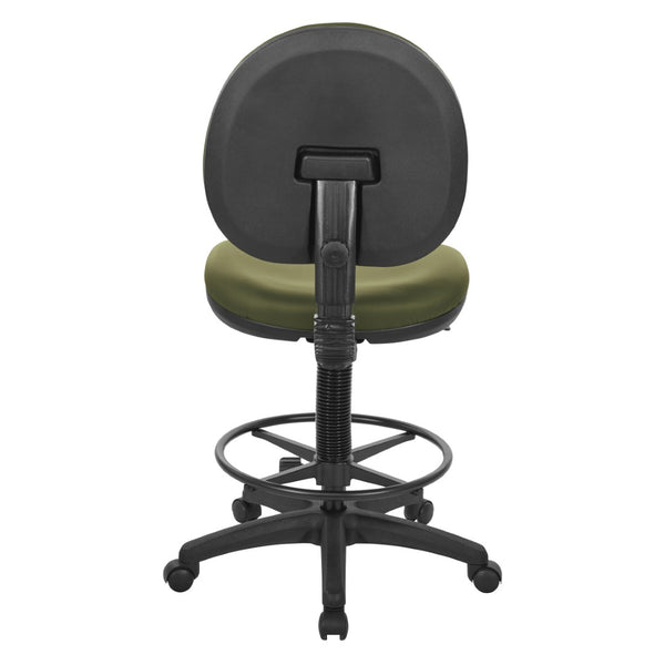 OSP Home Furnishings Sculptured Ergonomic Drafting Chair with Lumbar Support Padded Seat and Adjustable Footring Sage DC550-R106